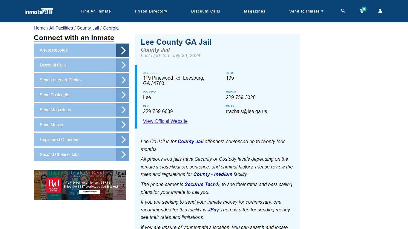 Lee County GA Jail - Inmate Locator