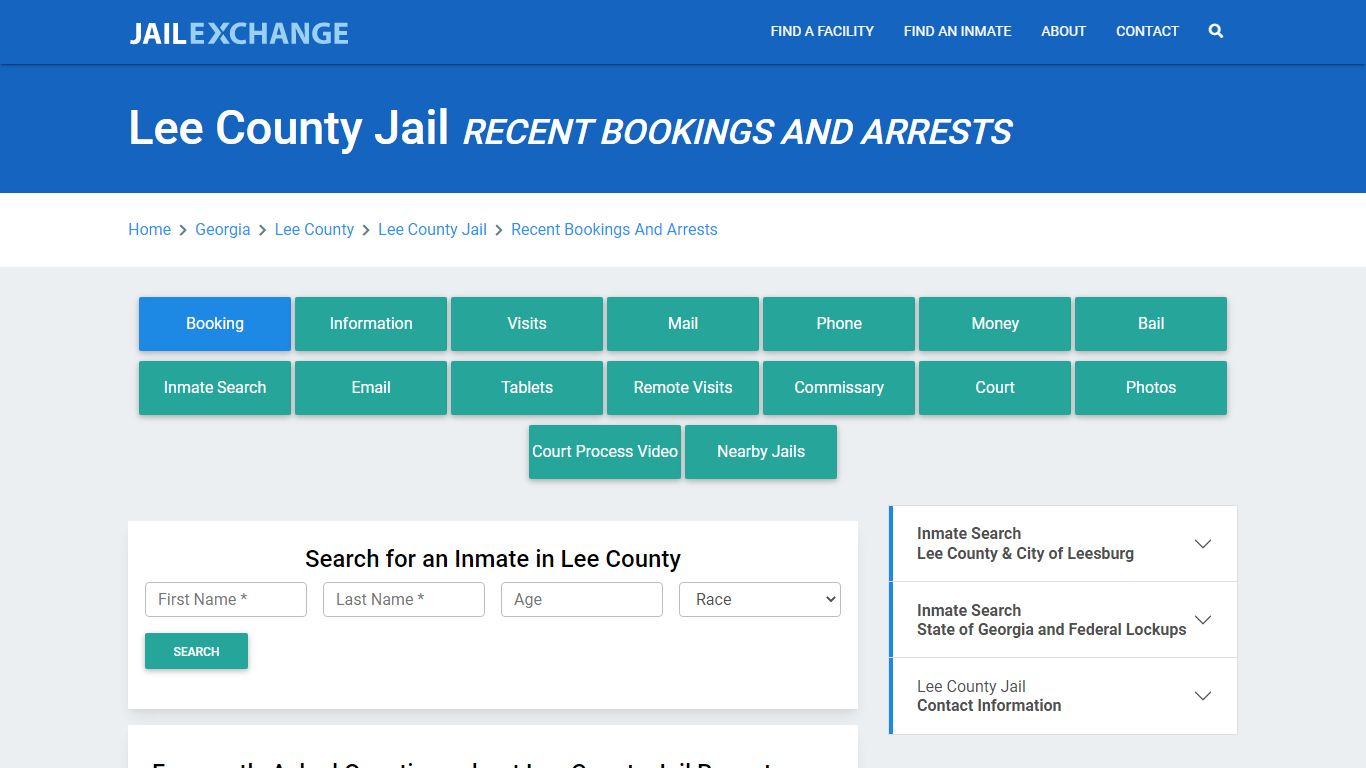 Lee County Jail GA Recent Arrests and Bookings - Jail Exchange